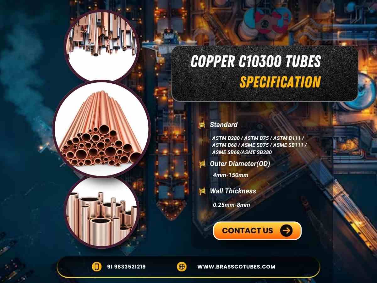 Copper C10300 tubing with precise outer diameter and wall thickness